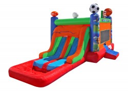 Dual Lane Sports Bounce House & Slide Combo (Wet or Dry)