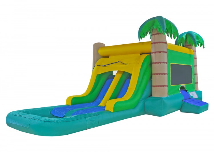Dual Lane Tropical Bounce House & Slide Combo (Wet or Dry) Dual Lane Tropical Bounce House & Slide Combo (Wet or Dry)